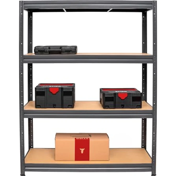 STIER Schwerlast-Fachbodenregal, maximale Fachlast 600kg, HxBxT 1770x1200x450 mm, stabiles Stahlgestell, einfach zu montieren, grau – Bild 3