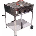 Apex Gasgrill EDELSTAHL GASBRÄTER 10 kW 3 flammig GASGRILL BRÄTER GRILL, 3-flammig, 10 kW, mit elektronischer Piezozündung and Thermo-Zündsicherung, Edelstahl-Fahrwagen, Propan-Butan, 728 g/h Verbrauch.