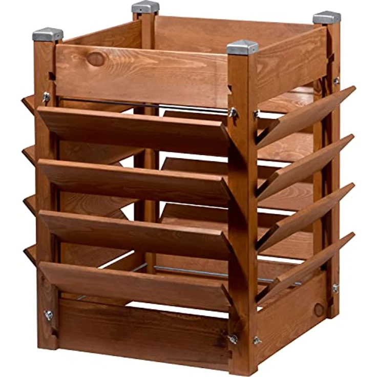 dobar® 56235FSCe Hochbeet & Komposter 3 in 1 - Multifunktions-Pflanzkasten | Vertikalbeet | Kompostierer Massivholz 180L | Kräuterbeet | Salatbeet | Erhöhtes Gemüsebeet | 64,5 x 64,5 x 75,5 cm | Braun – Bild 3