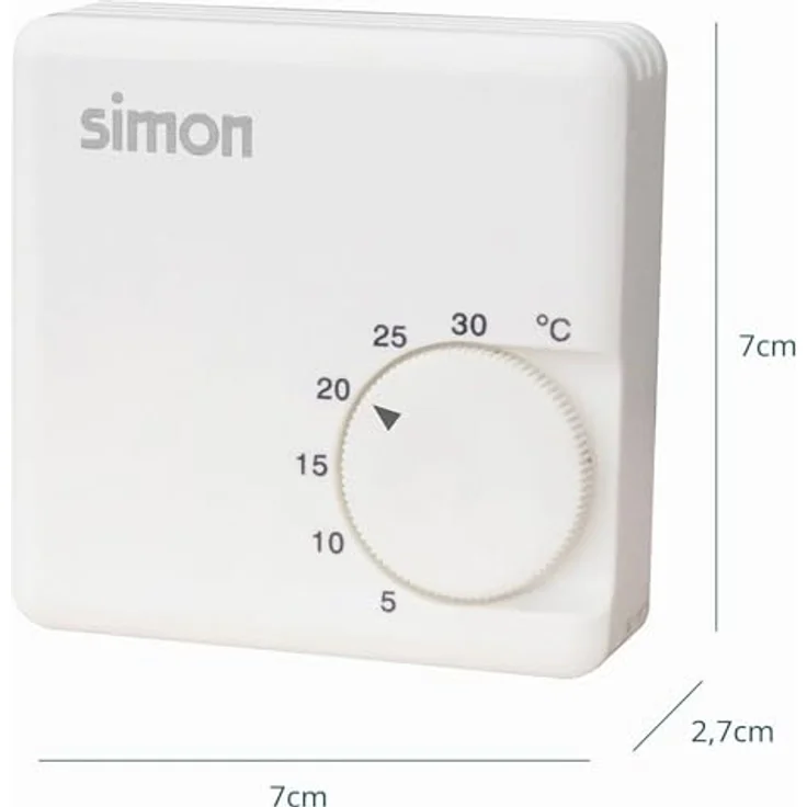 Simon Mechanischer Thermostat, analoger Wandthermostat für Heizung, Temperaturregelung 5 °C–30 °C, Aufputzmontage, Weiß – Bild 5