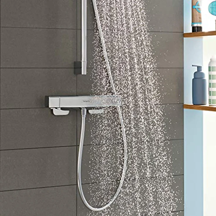 hansgrohe, Badarmatur, Ecostat E Duschthermostat Aufputz, CoolContact, SoftCube-Design, Chrom – Bild 2