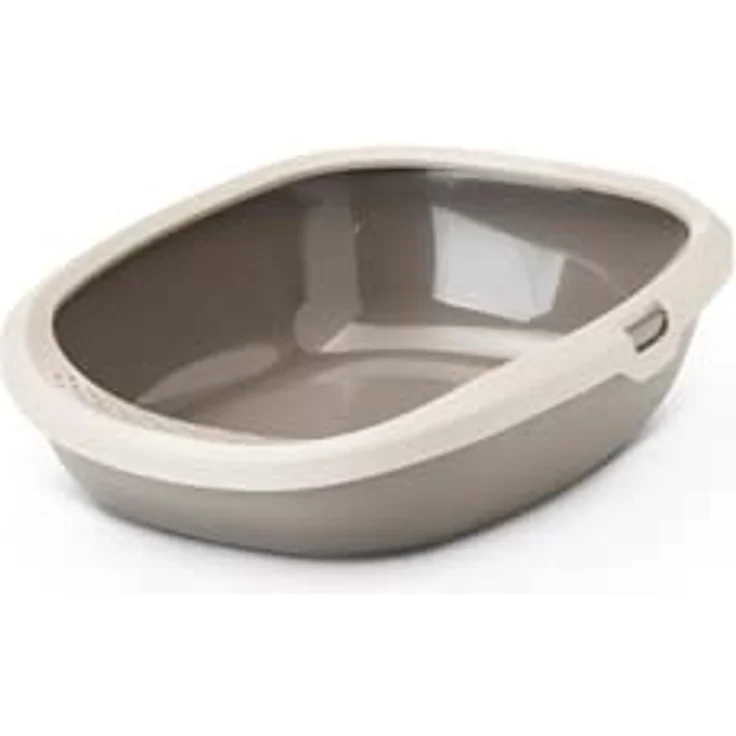 Savic Katzentoilette Gizmo Taupe, 44x35,5x12,5 cm, aus recyceltem Material, mit abnehmbarem Rand, Grau – Bild 4