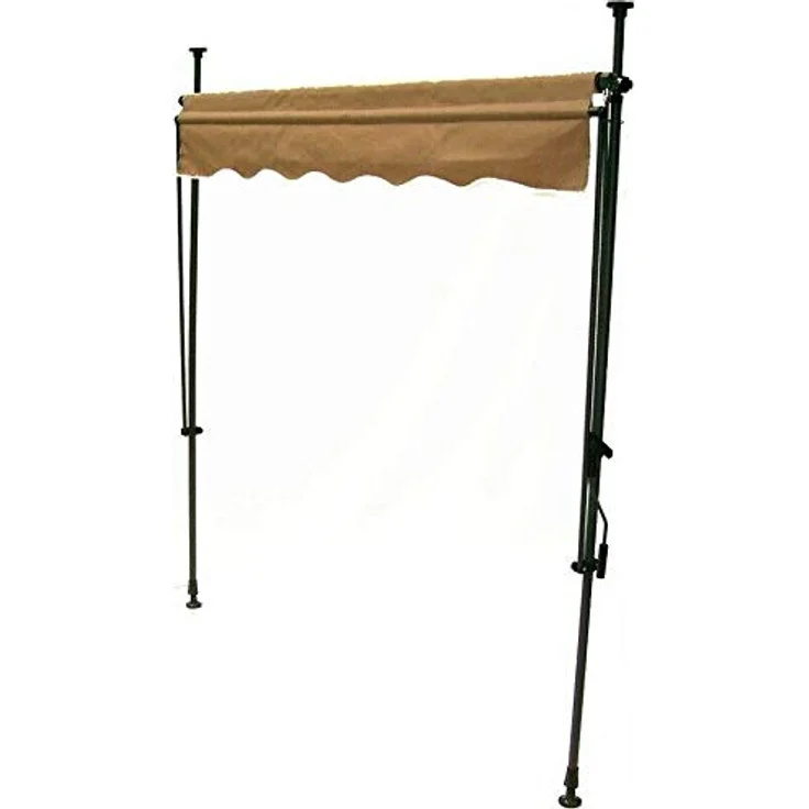 Apex Klemmmarkise 350cm, Balkonmarkise Sonnenschutz, Teleskopstangen, beige – Bild 4