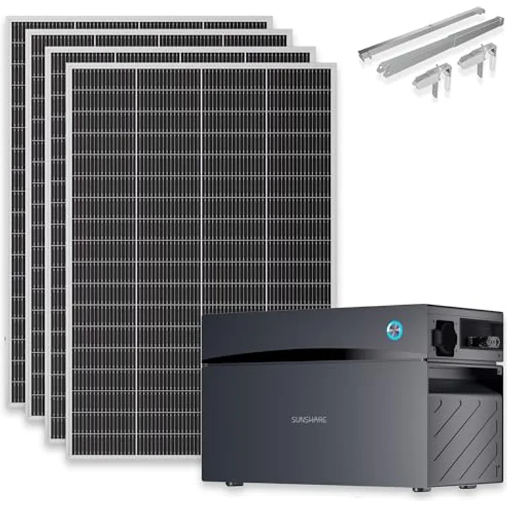 SUNSHARE Ray Lite 800W Komplettset, 2 kWh Stromspeicher mit Halterung, modulare Solarlösung in Silber