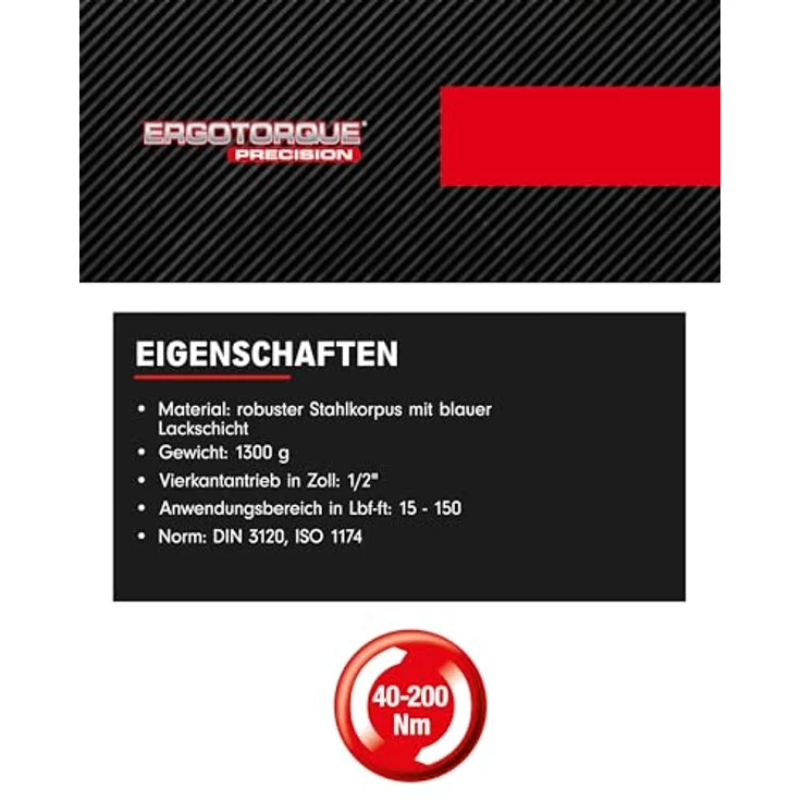 KS Tools 516.1542 1-2'' ERGOTORQUEprecision Ratschen-Drehmomentschlüssel, 40-200Nm – Bild 3