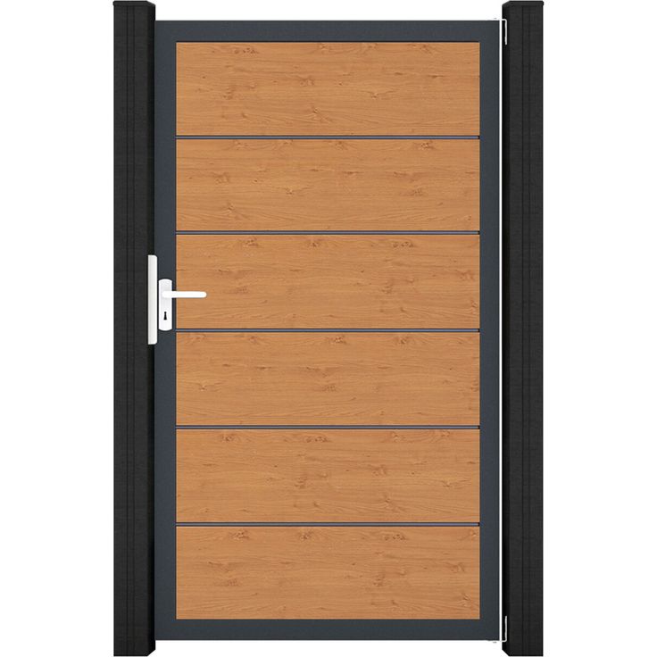 GroJa Einzeltor 'BasicLine Premium', Gartentor aus hochwertigem Kunststoff, Eichefarben Braun, 100 x 180 cm, mit Universal DIN Beschlagset