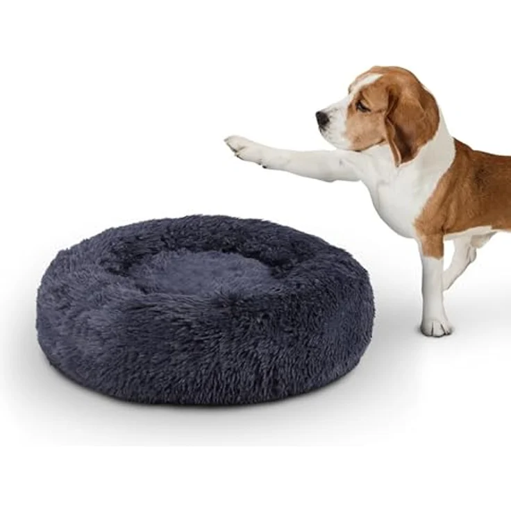 Bestlivings Haustierbett Fluffy ×50cm (Anthrazit) L - Hundekissen rund flauschig, rutschfest und waschbar - Hundebett Katzenbett Hunde & Katzen – Bild 1