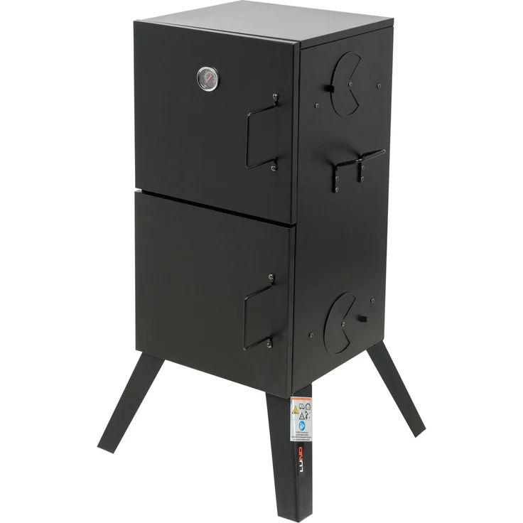 TRIZERATOP Stahlräucherofen 3-in-1, Grill- und Dampfgarfunktion, pulverbeschichtet, 53x51x100 cm