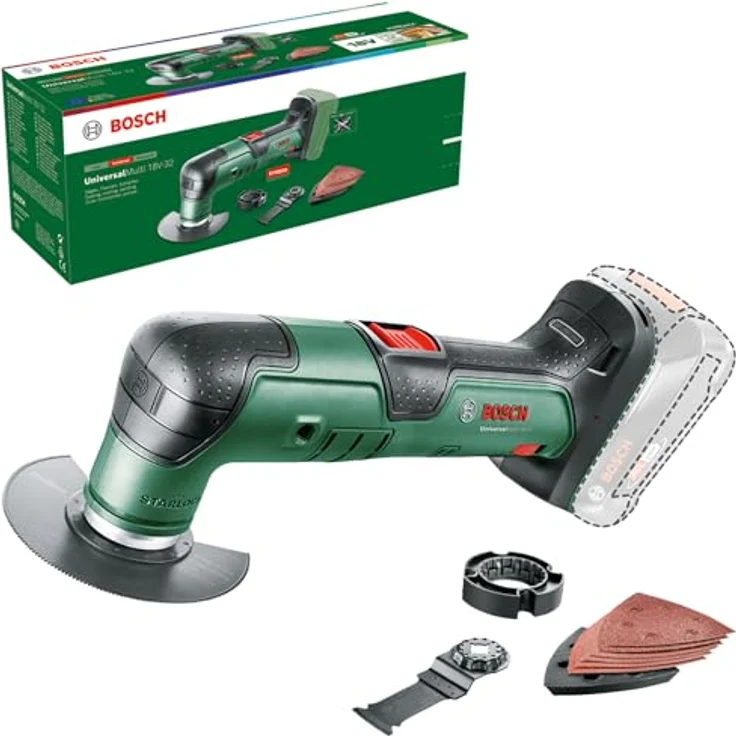 Bosch UniversalMulti 18V-32 Akku-Multifunktionswerkzeug (zum Sägen, Schneiden, Schleifen; MagnetHold; elektronische Drehzahlvorwahl; 4-stufiger Tiefenanschlag) – Bild 1