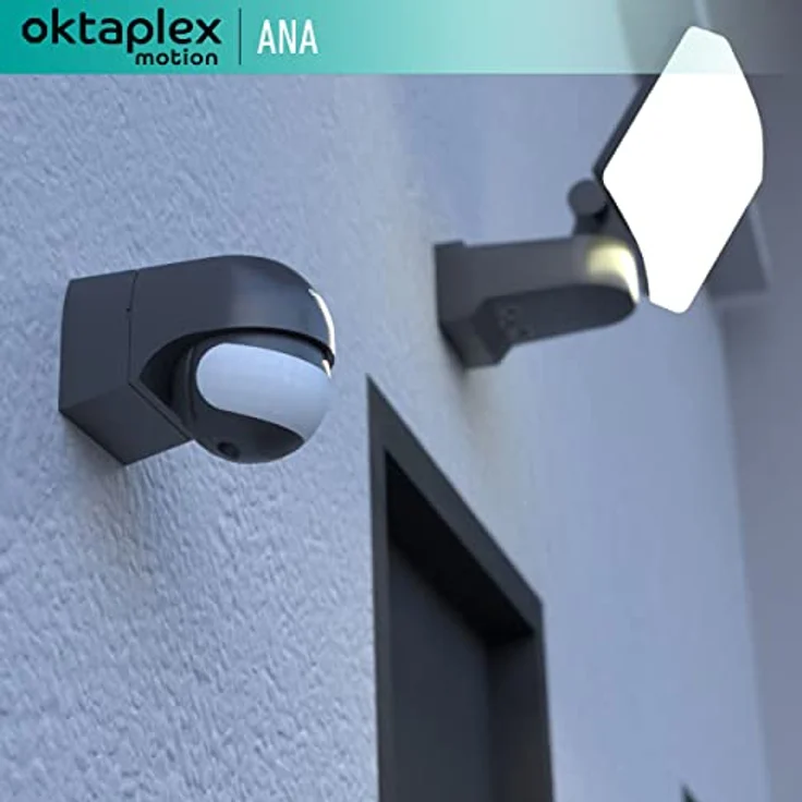 Oktaplex Ana Bewegungsmelder Aussen schwenkbar 230V IP44 180° Bewegungssensor 12m Reichweite anthrazit Aufputz Infrarot-Sensor – Bild 5