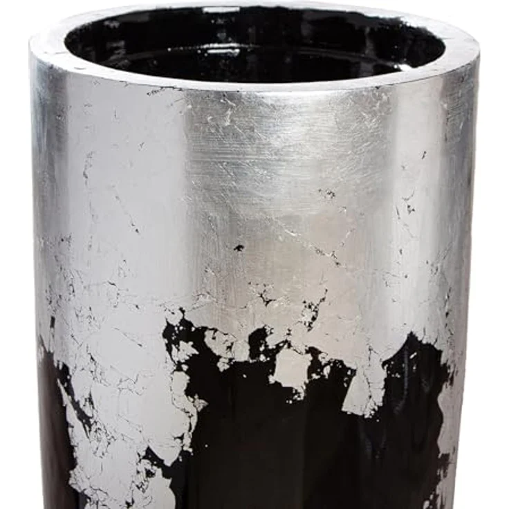 GILDE Übertopf KONUS XXL, schwarzer und silberfarbener Fiberglas-Pflanzkübel, Höhe 80 cm, wasserdicht für Indoor-Pflanzen – Bild 3