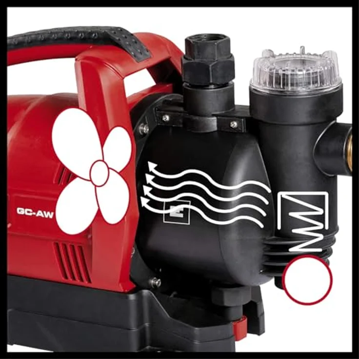 Einhell Hauswasserautomat GC-AW 6333 (630 W, 3300 l/h Fördermenge, elektr. Durchflusschalter, Automatikfunktion) Hauswasserautomat 8 m|36 m 3,6 bar – Bild 4