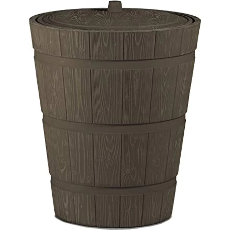 Prosperplast Arves Regenspeicher Rustico 275 L, konische Regentonne in braun aus Kunststoff, 78 x 78 x 100 cm – Bild 1