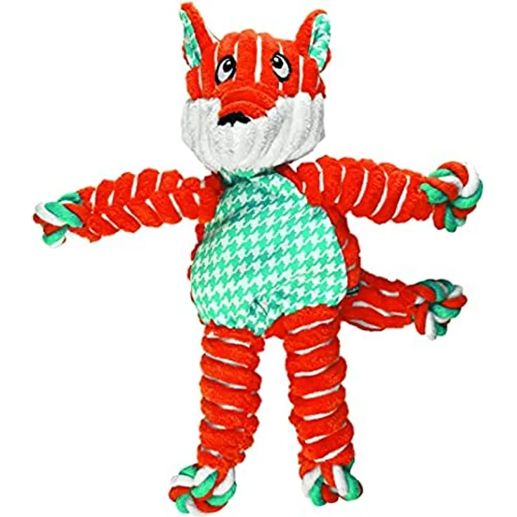 KONG – Floppy Knots Fox – Innere Geknotete Seile und Minimale Füllung für Weniger Unordnung – Für Kleine/Mittelgroße Hunde