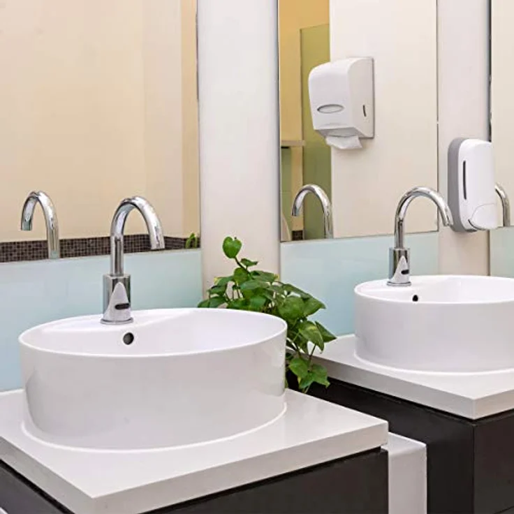 ECD Germany Waschbecken Waschtisch Ø 460 x 155 mm aus Keramik Weiß inkl. Ablaufgarnitur für Waschbecken mit Überlauf Aufsatzbecken Aufsatzwaschbecken Aufsatzwaschtisch Waschschale Spülbecken Becken – Bild 5