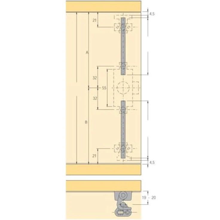Hettich Montagezubehör Set Zylinderdrehstangenschloss, Anschlagwinkel Typ 3011, Stahl vernickelt, 15 mm Ø, Länge 20 mm, Z23 Ø18 mm – Bild 2