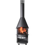 asado Grillkamin Fuego 70 Stahl, eleganter Outdoor-Kamin mit Grillfläche Ø 45 cm und wärmespeichernden Keramiksteinen