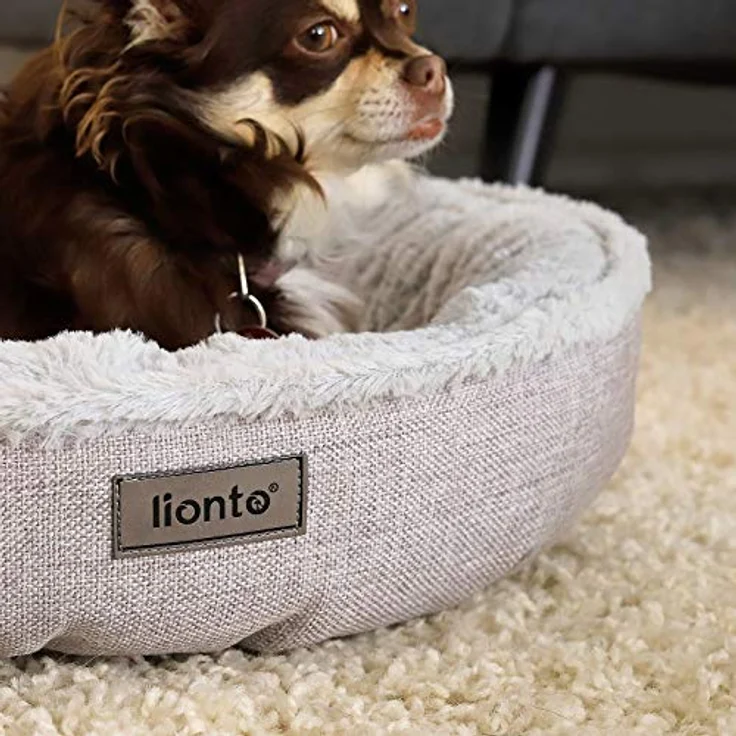 lionto Rundes Hundebett Hundekissen Hundesofa Katzenbett Donut, 65 cm Ø grau – Bild 4