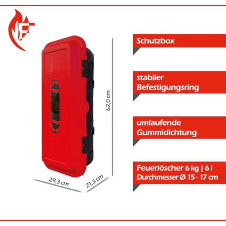 FireLoq® 6kg ABC Pulver-Feuerlöscher 27A | 233B | C mit Schutzbox und Prüfnachweis – Bild 3