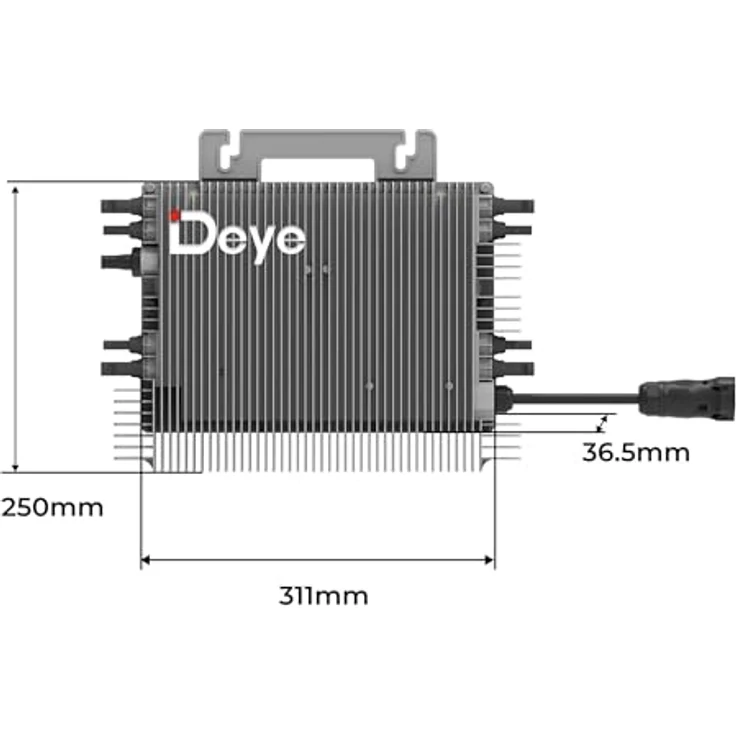 SUNNIVA® 2000W Balkonkraftwerk BIFAZIAL FULLBLACK, komplett Steckdose, DEYE 1600W Wechselrichter, 4x 500W Glas-Glas Solarmodule, Bluetooth WIFI, inkl. 5m Kabel – Bild 4