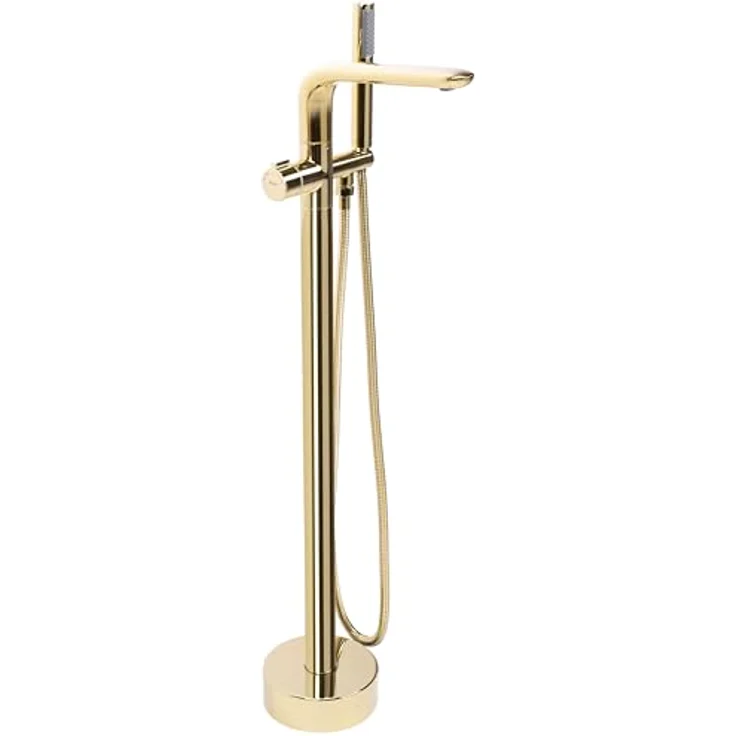Rea CLARK GOLD Freistehende Badewannenarmatur, Einhebel Mischbatterie mit Handbrause, Messing, Gold, 920 mm Höhe – Bild 1