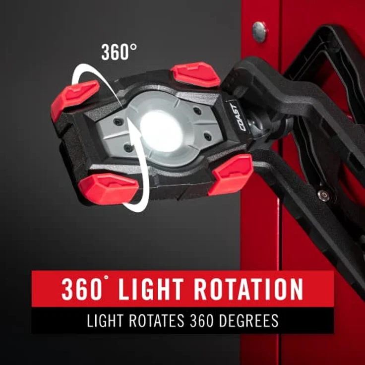 Coast CL20R 1750 Lumen wiederaufladbare Dual Power Rotating LED Magnetische Klemmleuchte mit Weitwinkel-Flutlicht, Schwarz/Rot – Bild 5