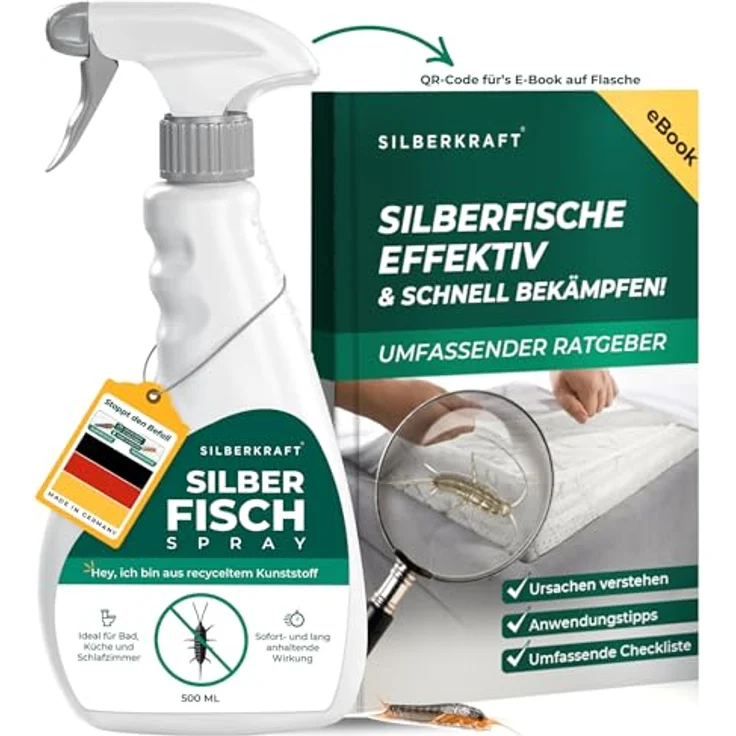 Silberkraft Anti-Silberfischspray 500 ml, effektive Schädlingsbekämpfung ohne Fallen, inklusive E-Book mit Experten-Tipps – Bild 1