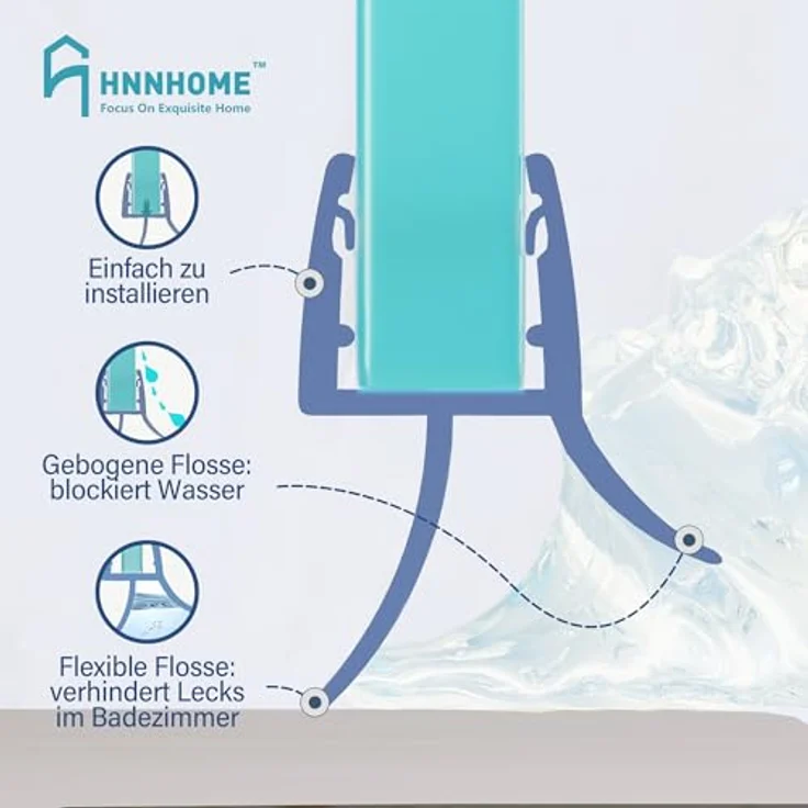 HNNHOME Duschdichtung – Universelle Ersatzdichtung für 6–8 mm Glastüren, 100% wasserdicht, extra dicke Gummilippe, einfache Montage (100cm, 1) – Bild 2
