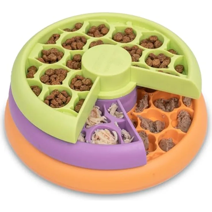 Catstages by Catstages Kitty Lickin' Layers Multilayered Cat Fun Feeder Cat Treat Puzzle - Slow Feeder with Over 80 Treat Compartments, Purrfect Size, Blue