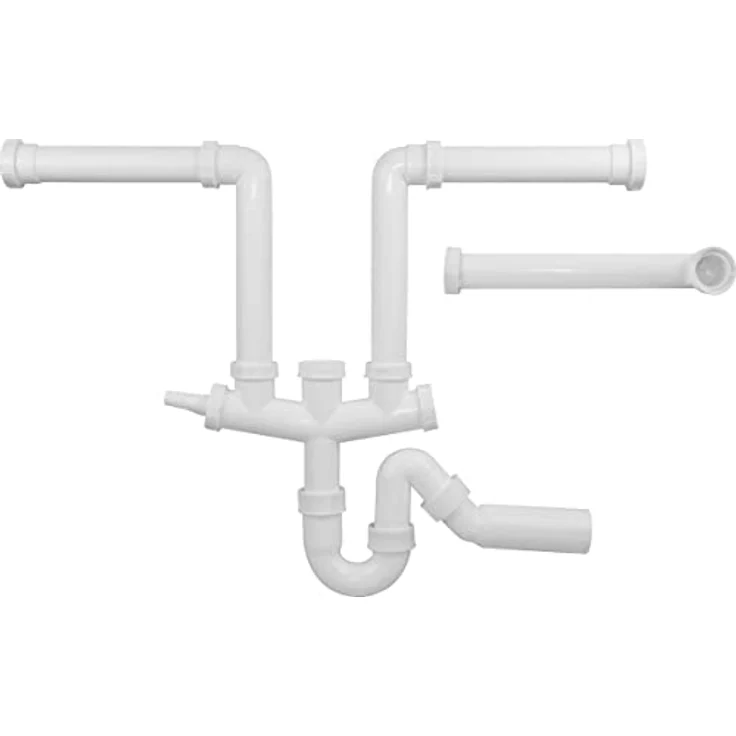 Blanco Beckenverbindung 2x3,5"/1x3,5"-1x1,5", Siphon mit Röhrensiphon 1 1/2" – Bild 1