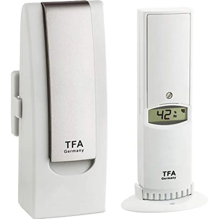 TFA Thermo-/Hygrometer WeatherHub, Starter-Set zur Temperatur- und Luftfeuchtigkeitsüberwachung, Weiss