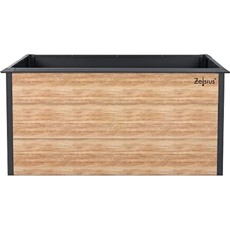 Zelsius Hochbeet für Garten, Terrasse oder Balkon Anthrazit RAL 7016 | 150 x 75 x 77 cm, in Holzoptik | Gemüsebeet, Blumenbeet, Pflanzbeet, Pflanzkasten, Blumenkasten, Gartenbeet – Bild 5