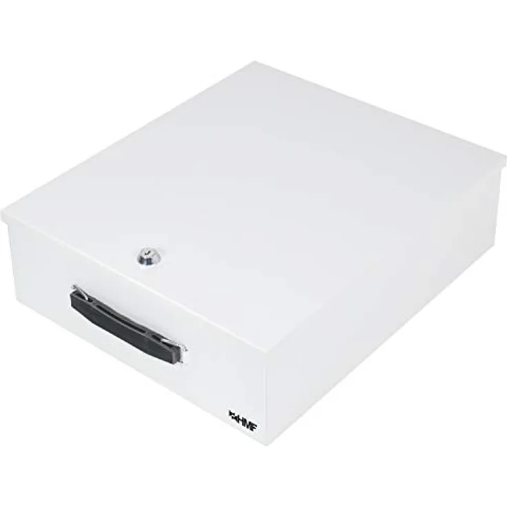 HMF 142-07 Abschließbare XL Dokumentenkassette für Ordner | DIN A4 / B4 | Lichtgrau | Sicher, Robust, Praktisch, Kratzfest