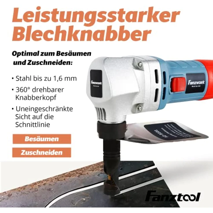 FANZTOOL Knabber Blechknabber Knabber Nibbler Blechschere Blechnibbler 600W mit Kopfer und 2 x Stempel – Bild 2