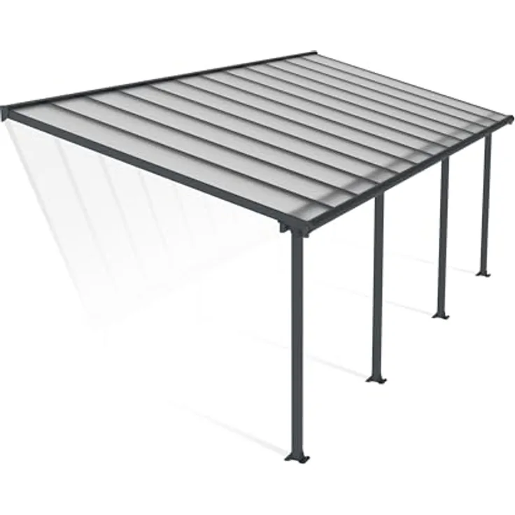 Palram Canopia Olympia Terrassenüberdachung 3x7 - Aluminium & Polycarbonat - Ganzjährig nutzbares Terrassendach, Grau, 739 x 295 x 305 cm