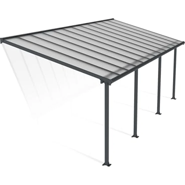 Palram Canopia Olympia Terrassenüberdachung 3x7 - Aluminium & Polycarbonat - Ganzjährig nutzbares Terrassendach, Grau, 739 x 295 x 305 cm – Bild 1