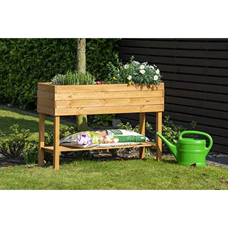 Dobar Großes Hochbeet mit Ablagefläche Braun 80 x 117 x 40 cm FSC – Bild 6