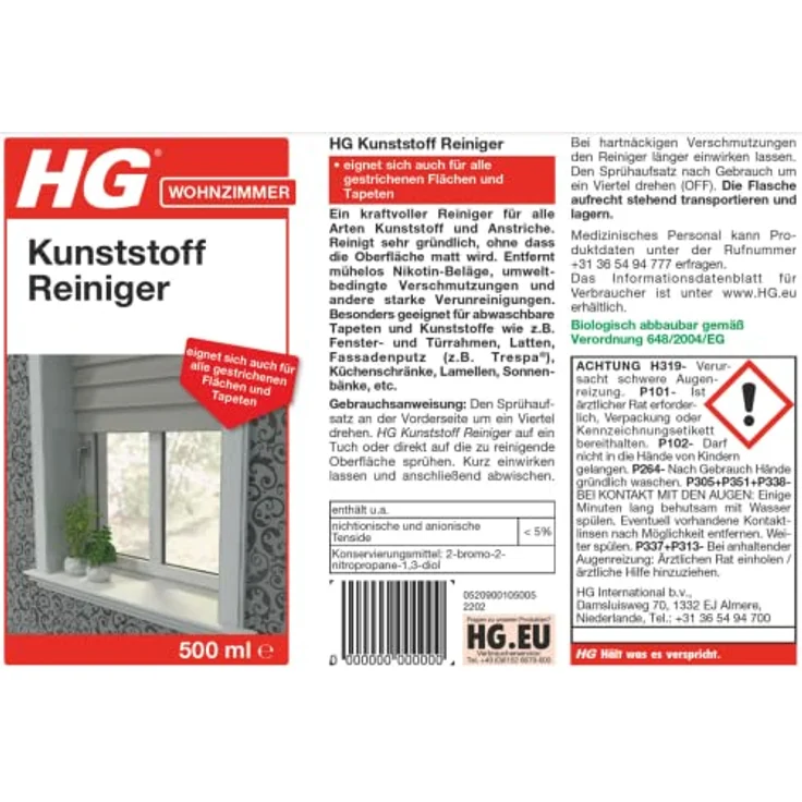 HG Kunststoff Reiniger (500 ml) – Kunststoffreiniger zur Schnellen, Effektiven Reinigung von Kunststoffen Aller Art – Bild 2