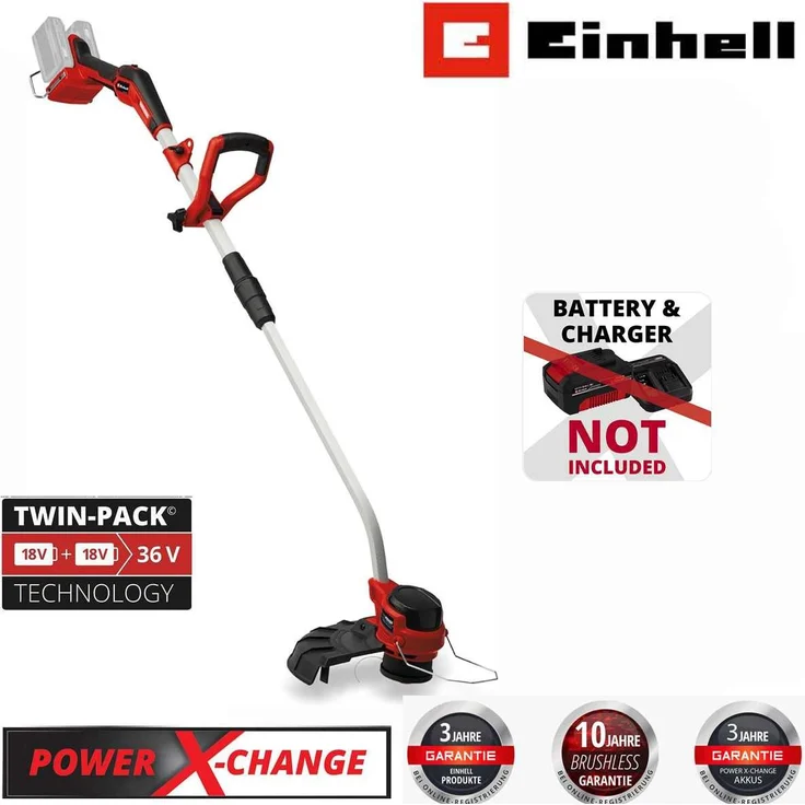 Einhell Professional Akku-Rasentrimmer GP-CT 36/35 Li BL-Solo 36V, Rasentrimmer mit Power X-Change Twinpack-Technologie, Brushless Motor, 35 cm Schnittbreite