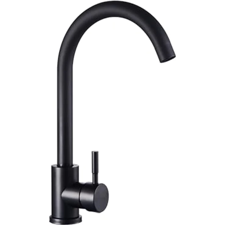 Faizee Möbel Granitspüle 76x44+Spülkorb mit Spiralarmatur, Schwarz – Bild 6