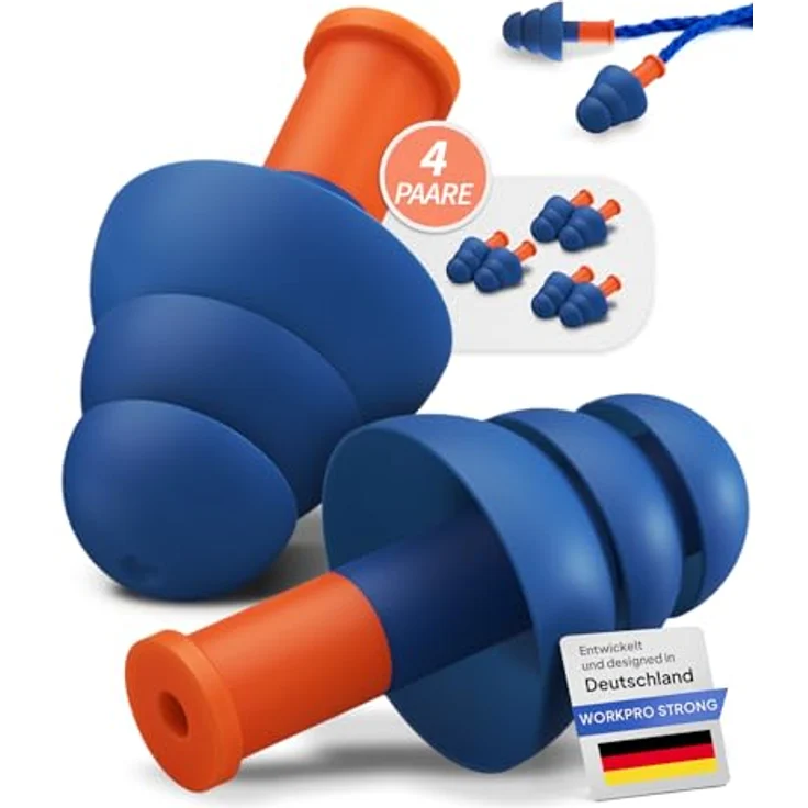 Senner Gehörschutzstöpsel WorkPro Strong, Premium Ohrstöpsel mit SNR 34 dB, 3 extra Paaren und Nylonschnur für Arbeitsplatzsicherheit – Bild 8