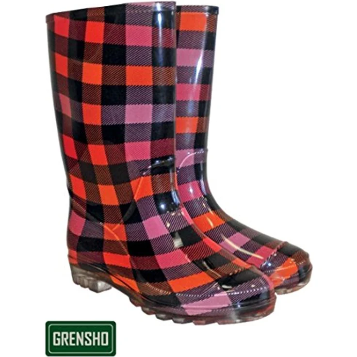 Damen Gummistiefel PVC Karomuster 38 – Bild 3