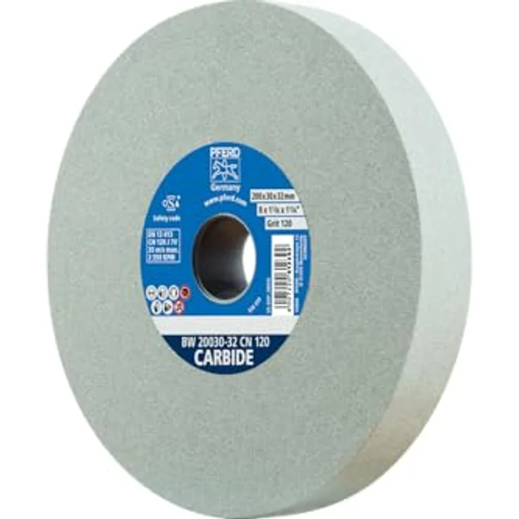 PFERD Schleifbockscheibe, 200x30x32mm, Ausführung CARBIDE, Korngröße 120, Siliciumcarbid, 39008458 – Schleifscheibe für das Bearbeiten harter Materialien mit integrierten Reduzierhülsen (25-20-16mm) – Bild 2