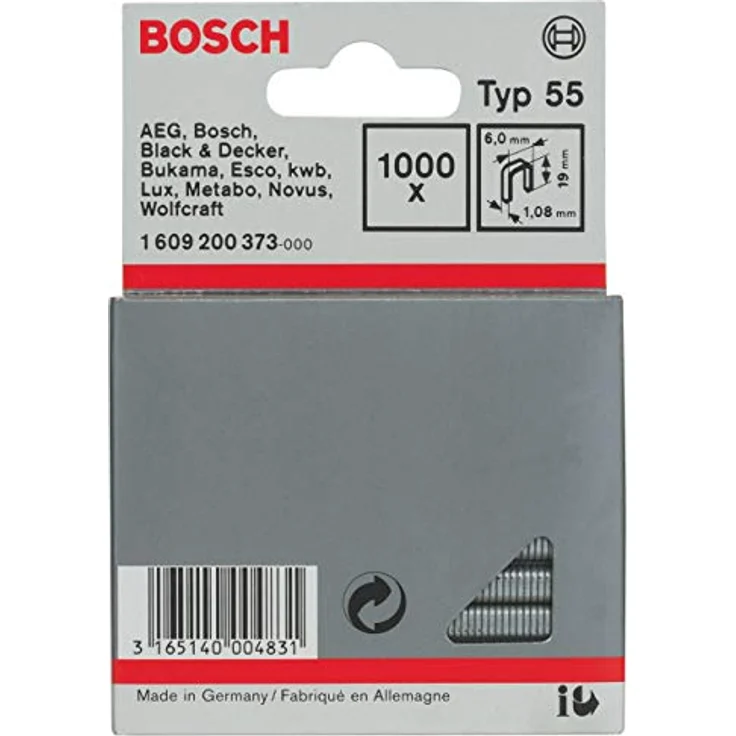 Bosch Schmalrückenklammer Typ 55. 6 x 1.08 x 19 mm. 1000 – Bild 3