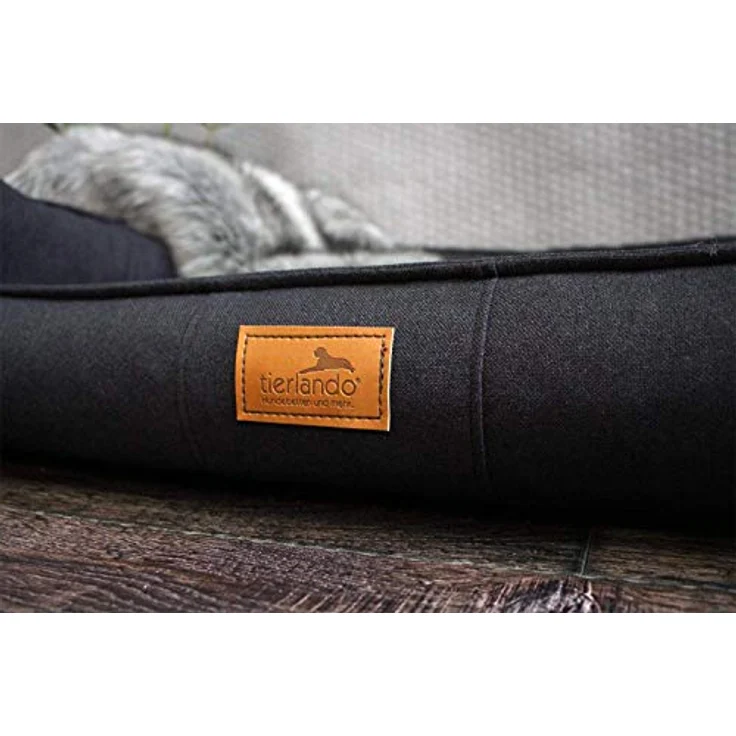 tierlando® Orthopädisches Hundebett Goofy Couture | Samtweich | Eleganter Möbelstoff | Eyecatcher | ~ inkl. Matratzenschoner | Schwarz | G3-A-03 – Bild 3