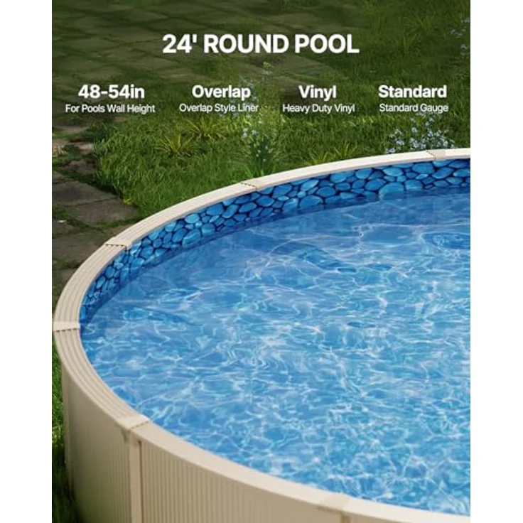 VEVOR YCNCROUND24F9N24HV0, Rundschwimmbeckenauskleidung aus Vinyl, blau, für 24 Fuß Pool mit 54 Zoll Wandhöhe, 7,32 m x 137 cm – Bild 2