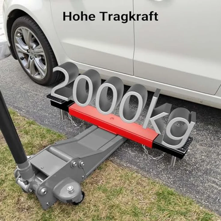Wiltec Achstraverse Wagenheberbrücke 2000kg Querträger für Wagenheber mit Gummiauflagen, höhenverstellbar, schwarz – Bild 5