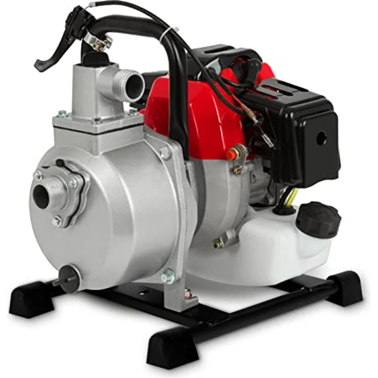 Eberth 1' Benzin Wasserpumpe (12.500 l-h, 2 PS Benzinmotor, 1 Zoll Anschluß, 17,5m Förderhöhe, 7m Ansaughöhe, Seilzugstart) Motorpumpe – Bild 1