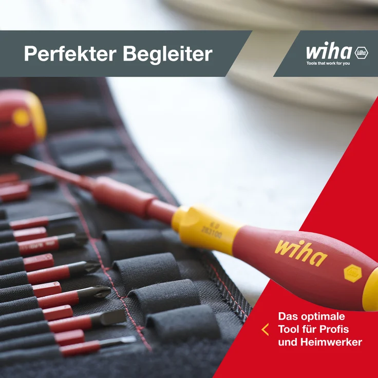 Wiha Schraubendreher und Bit Set slimVario (36068) 17 tlg. in Falttasche | VDE Elektriker | ( Schlitz, Kreuzschlitz, Torx, PlusMinus, Spannungsprüfer) – Bild 8