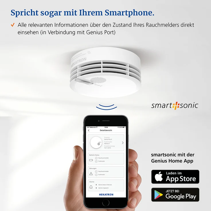 Hekatron Funkrauchmelder Rauchmelder Rauchwarnmelder Genius Plus X DIN EN 14604 – Bild 3